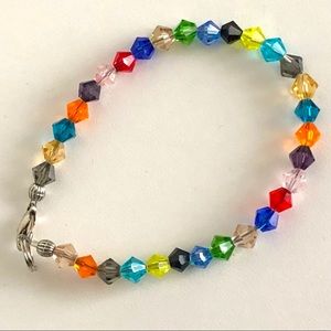 New Sparkling Glass Crystal Handmade Unique Colourful Rainbow Bracelet Pride Fun
